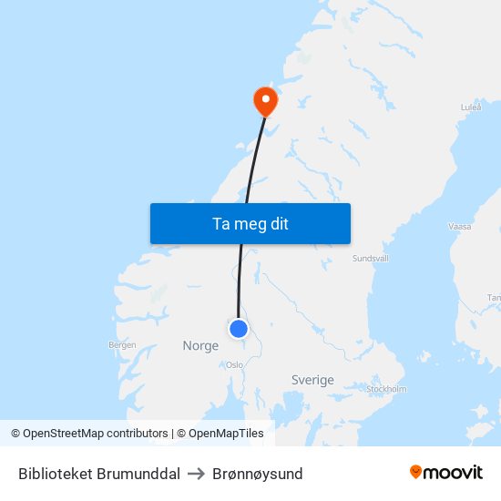 Biblioteket Brumunddal to Brønnøysund map