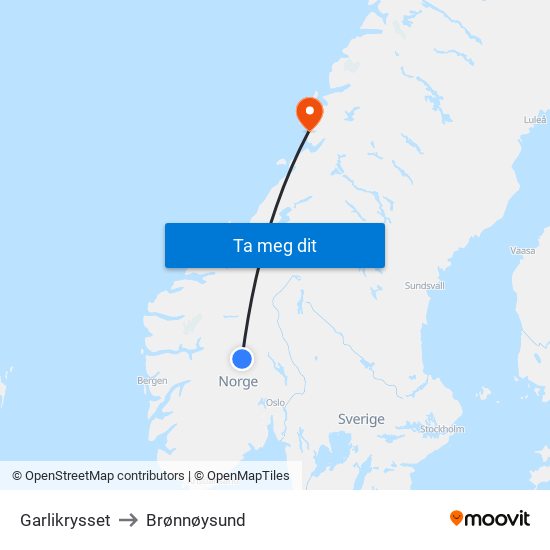 Garlikrysset to Brønnøysund map