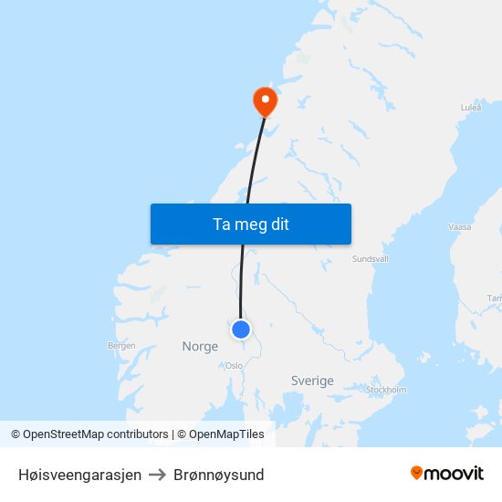 Høisveengarasjen to Brønnøysund map