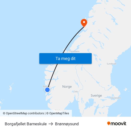 Borgafjellet Barneskule to Brønnøysund map