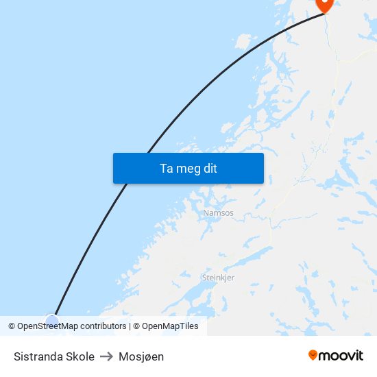 Sistranda Skole to Mosjøen map