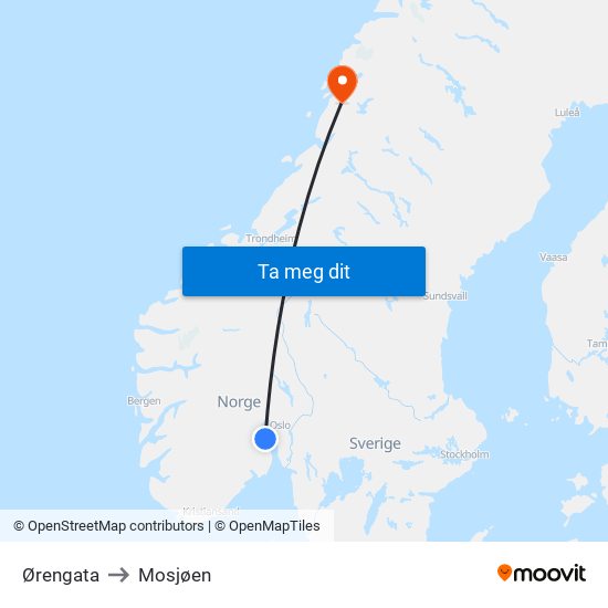 Ørengata to Mosjøen map