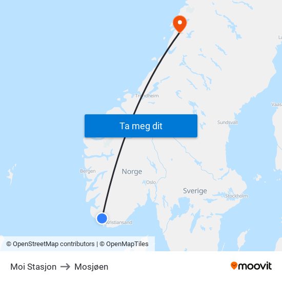 Moi Stasjon to Mosjøen map