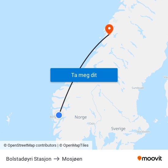 Bolstadøyri Stasjon to Mosjøen map