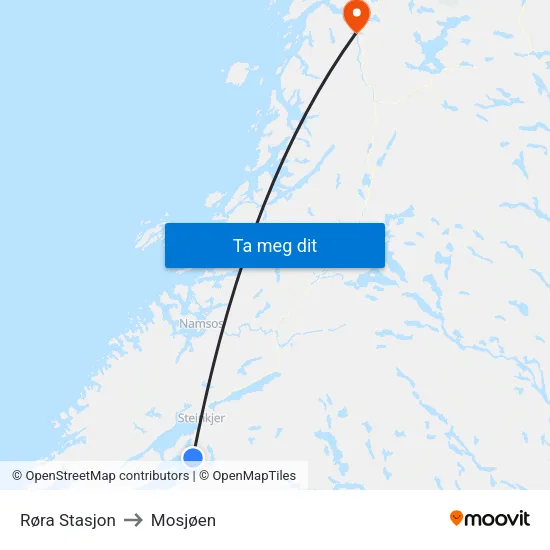 Røra Stasjon to Mosjøen map