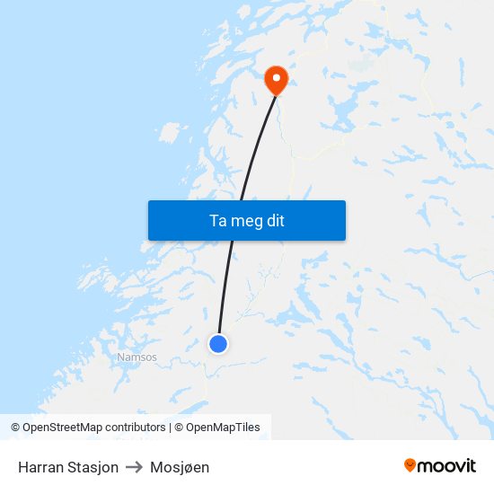 Harran Stasjon to Mosjøen map