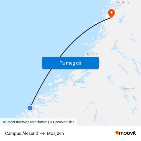 Campus Ålesund to Mosjøen map