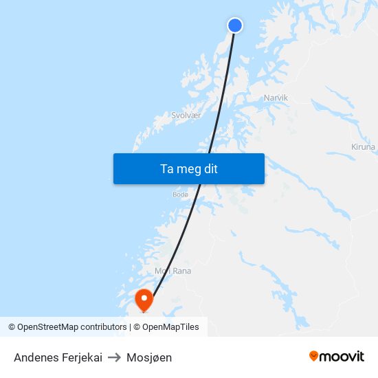 Andenes Ferjekai to Mosjøen map