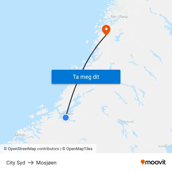 City Syd to Mosjøen map