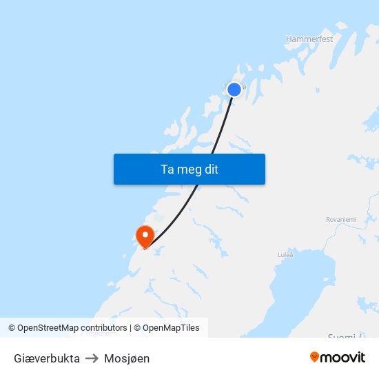 Giæverbukta to Mosjøen map