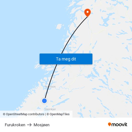 Furukroken to Mosjøen map