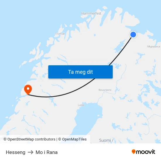Hesseng to Mo i Rana map