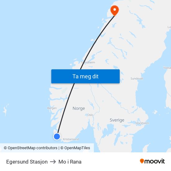 Egersund Stasjon to Mo i Rana map