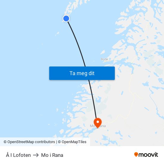 Å I Lofoten to Mo i Rana map