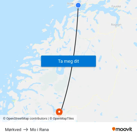 Mørkved to Mo i Rana map