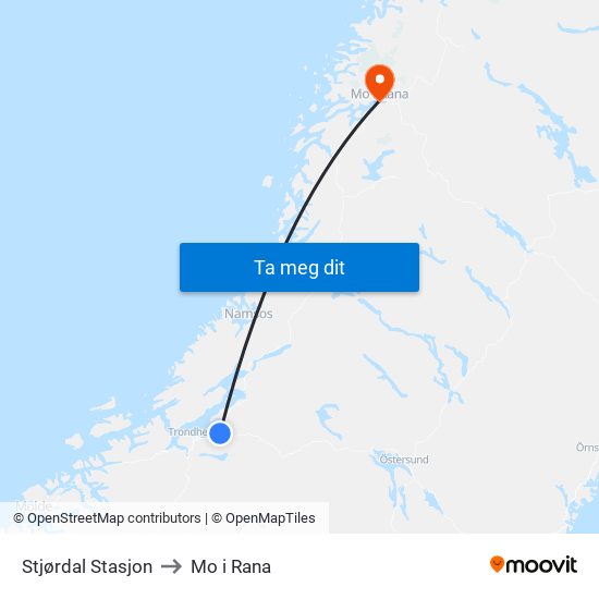 Stjørdal Stasjon to Mo i Rana map