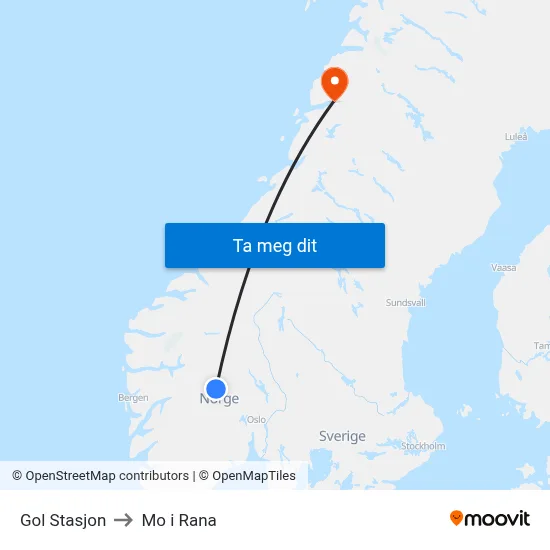Gol Stasjon to Mo i Rana map