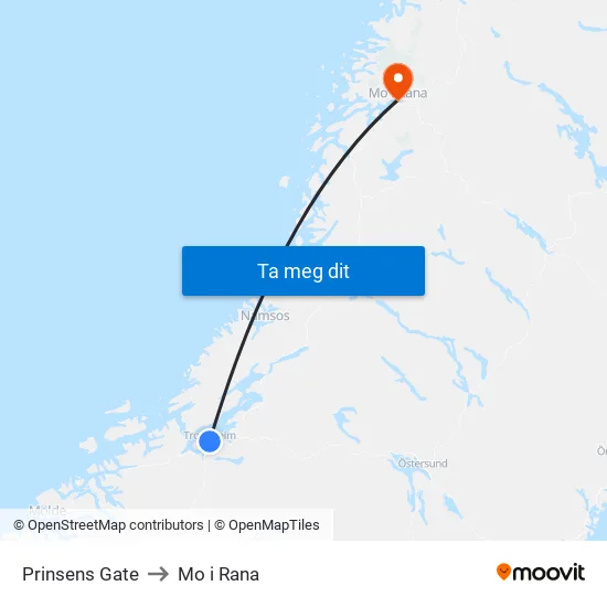 Prinsens Gate to Mo i Rana map
