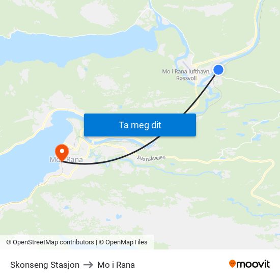 Skonseng Stasjon to Mo i Rana map