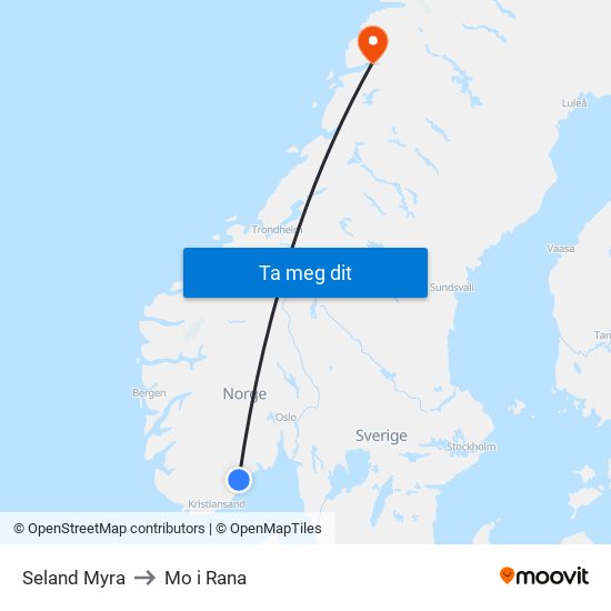 Seland Myra to Mo i Rana map