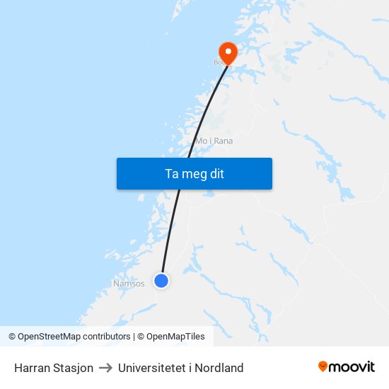 Harran Stasjon to Universitetet i Nordland map