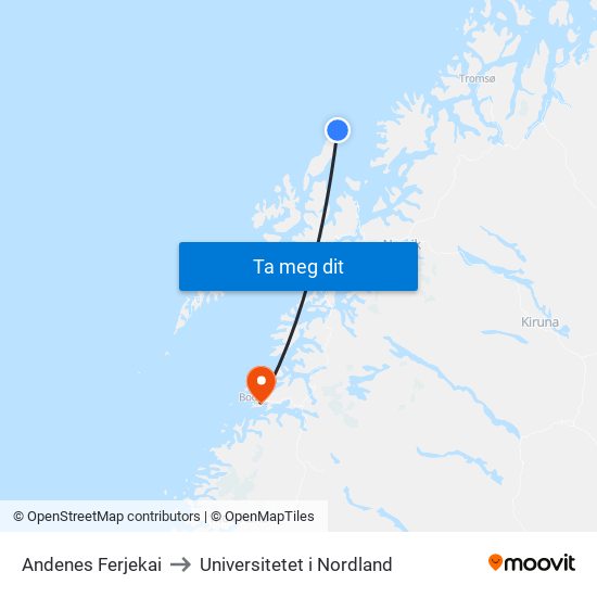 Andenes Ferjekai to Universitetet i Nordland map