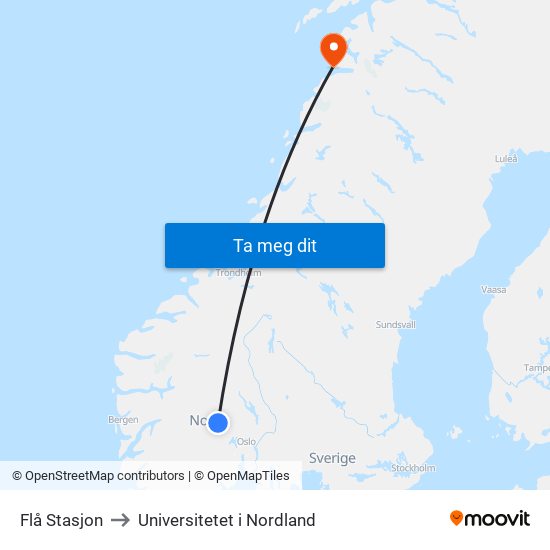 Flå Stasjon to Universitetet i Nordland map