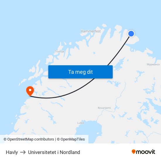 Havly to Universitetet i Nordland map