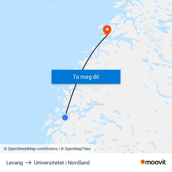Levang to Universitetet i Nordland map