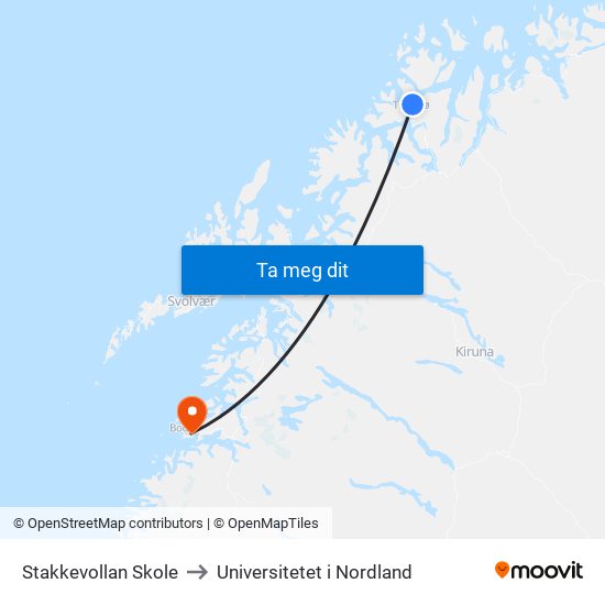 Stakkevollan Skole to Universitetet i Nordland map