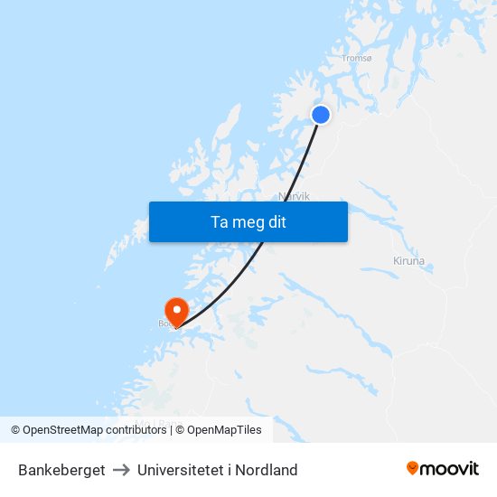 Bankeberget to Universitetet i Nordland map