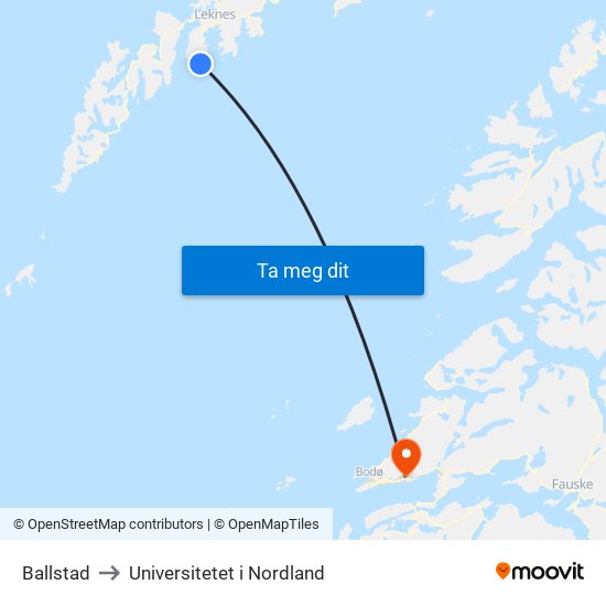 Ballstad to Universitetet i Nordland map