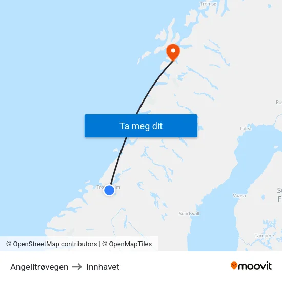 Angelltrøvegen to Innhavet map