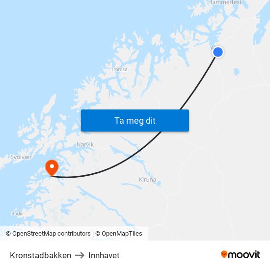 Kronstadbakken to Innhavet map