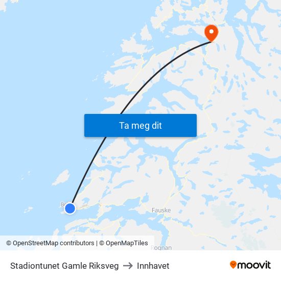 Stadiontunet Gamle Riksveg to Innhavet map