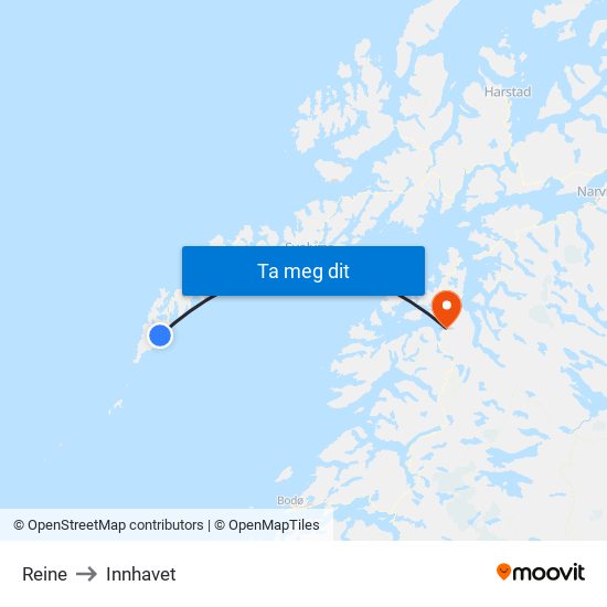 Reine to Innhavet map