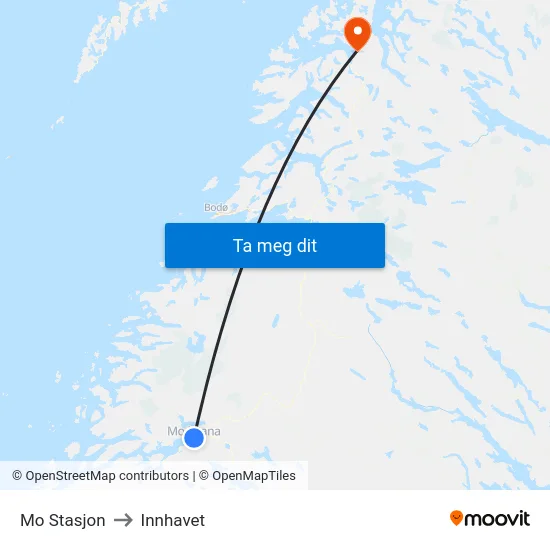 Mo Stasjon to Innhavet map