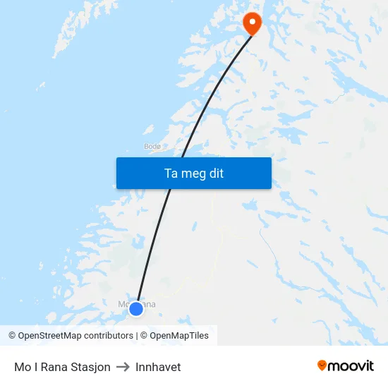 Mo I Rana Stasjon to Innhavet map