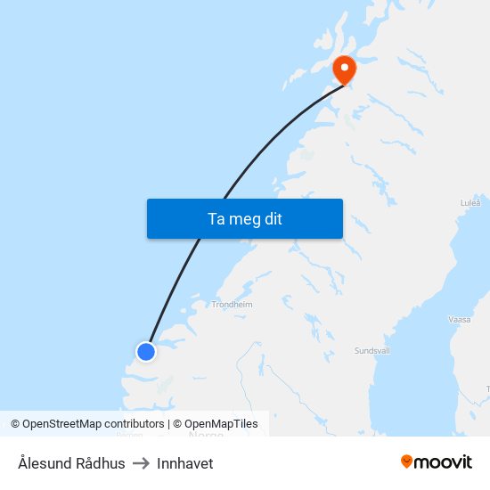 Ålesund Rådhus to Innhavet map