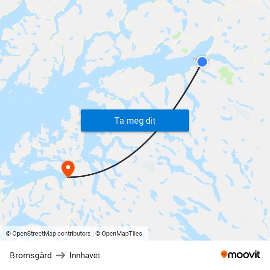 Bromsgård to Innhavet map