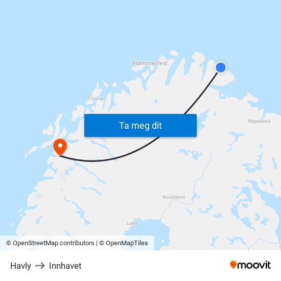 Havly to Innhavet map