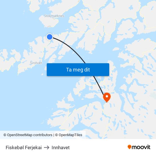 Fiskebøl Ferjekai to Innhavet map