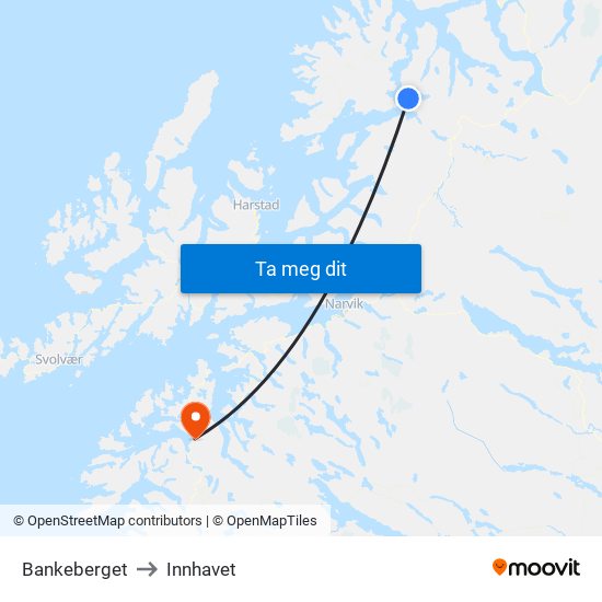 Bankeberget to Innhavet map