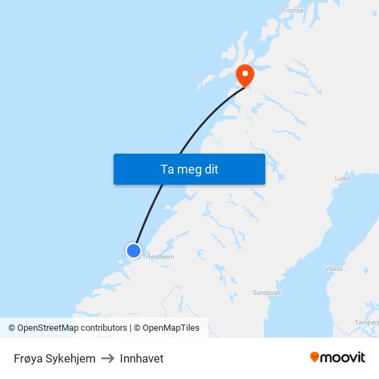 Frøya Sykehjem to Innhavet map