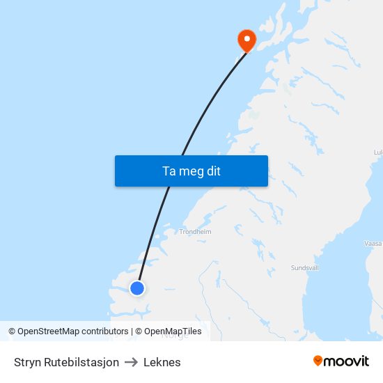 Stryn Rutebilstasjon to Leknes map