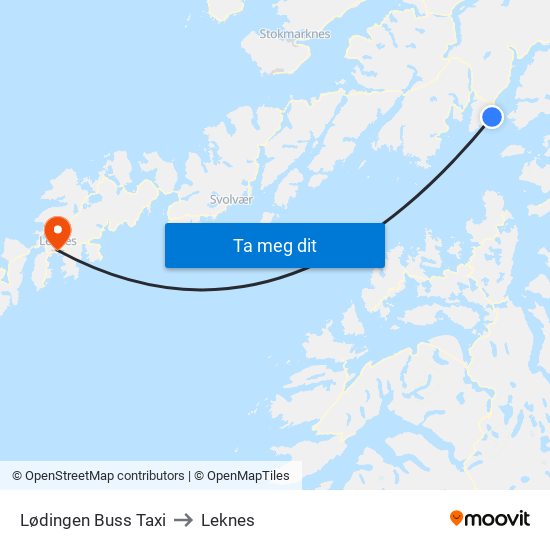 Lødingen Buss Taxi to Leknes map