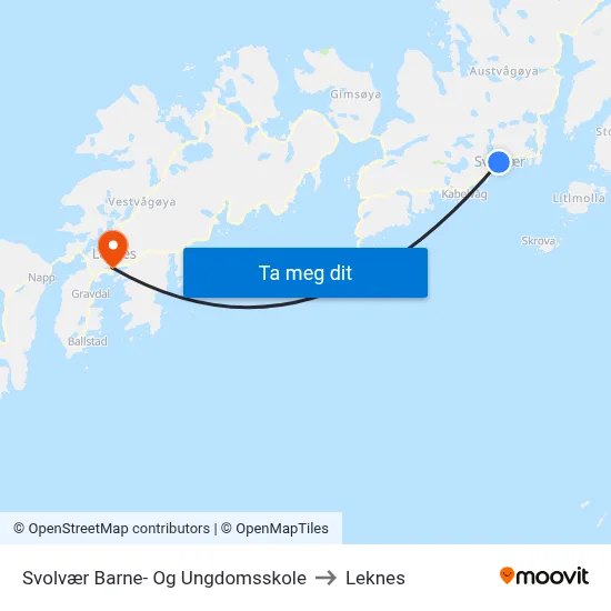 Svolvær Barne- Og Ungdomsskole to Leknes map