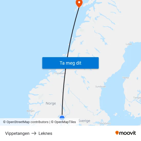 Vippetangen to Leknes map