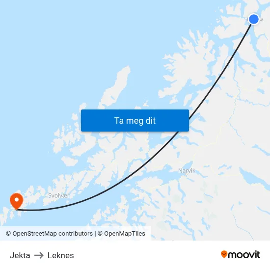 Jekta to Leknes map