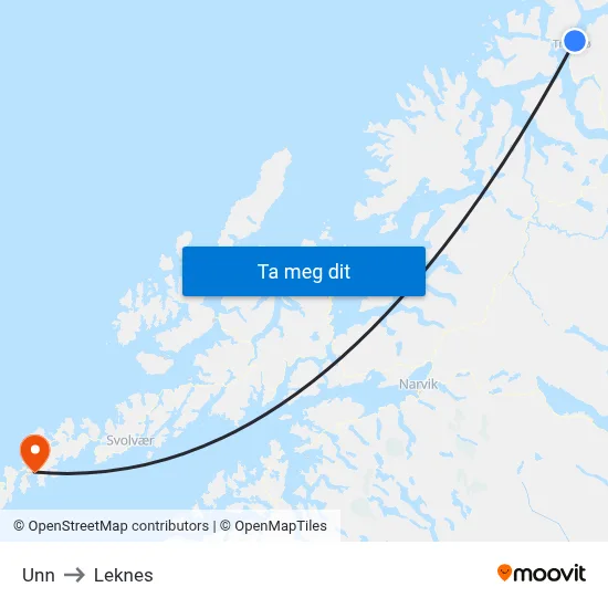 Unn to Leknes map
